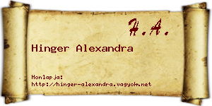 Hinger Alexandra névjegykártya